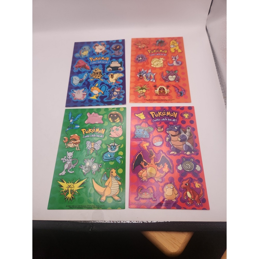Pokemon vintage stickers 1999 Nintendo 4 sheets